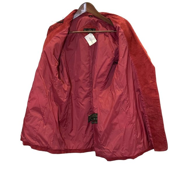 Vintage Komitor Jacket Womens 16 Red Suede Leather 1 Button Blazer Lined - Picture 6 of 12